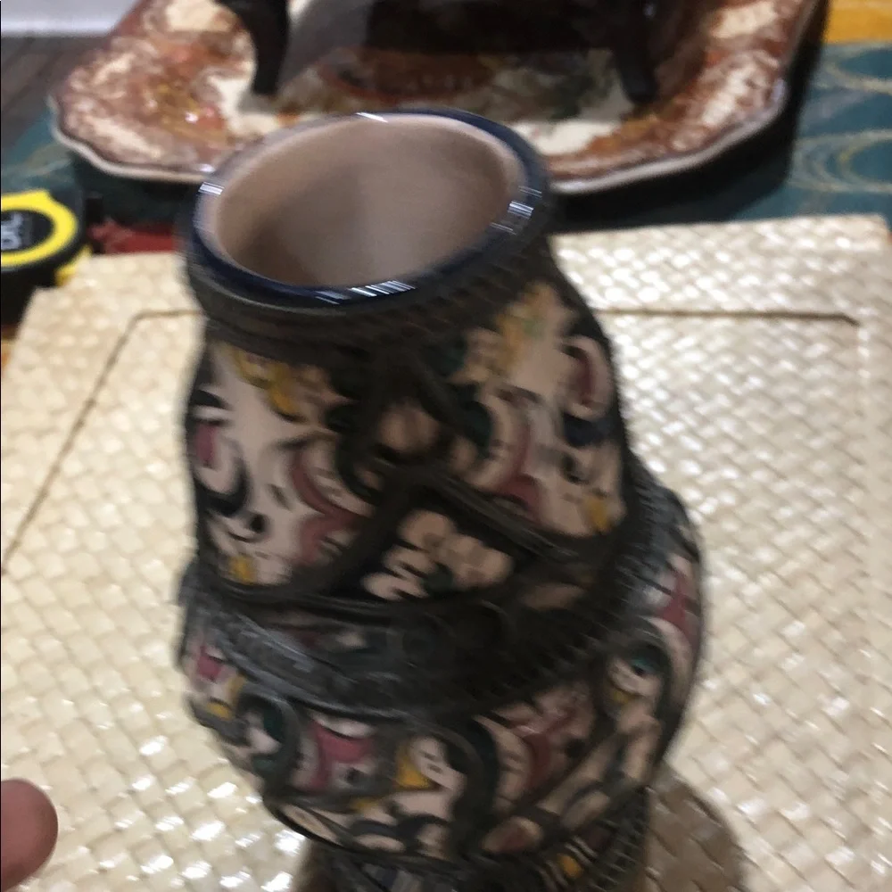 Moroccan Decorative Hand-Painted Ceramic Vase in Multicolor - Picture 2 of 6